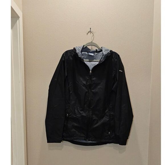 Columbia Women's Black Hooded Windbreaker Jacket Size L - Picture 1 of 5